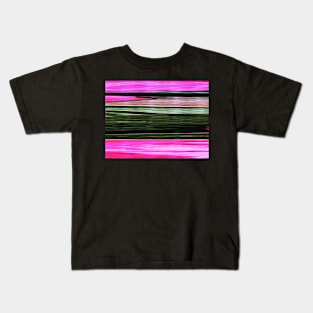 Abstract Pink And Green Horizontal Stripes 705 Kids T-Shirt